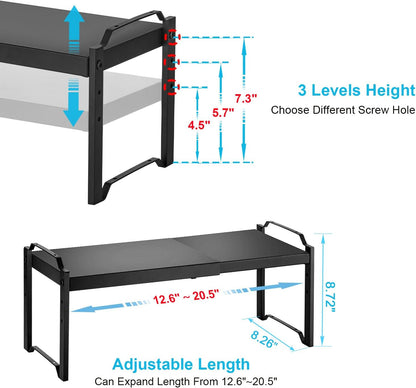 2 Pack Expandable Cabinet Countertop Shelves Stackable Shelves Organizers For Kitchen Cabinet Countertop