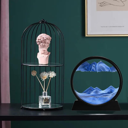 3D Dynamic Sand Art Liquid Motion Moving Sand Art Picture Round Glass 3D Deep Sea Sandscape