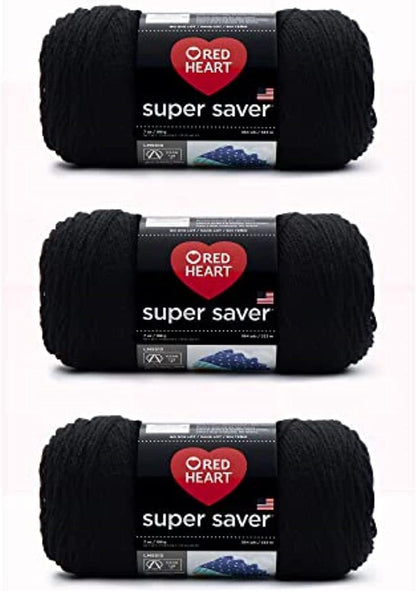Super Saver Black Yarn 3 Pack of 198g/7oz  Acrylic  4 Medium (Worsted)  364 Yards  Knitting
