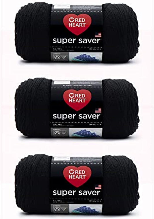 Super Saver Black Yarn 3 Pack of 198g/7oz  Acrylic  4 Medium (Worsted)  364 Yards  Knitting