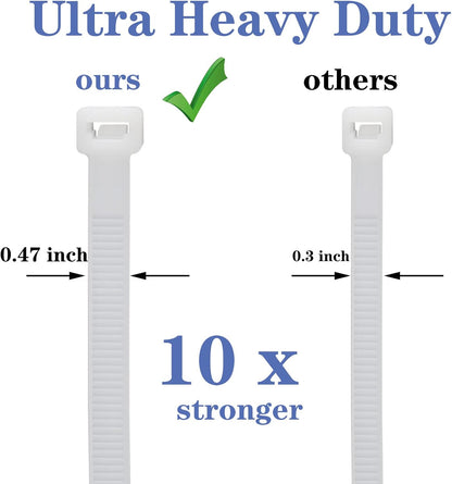 24 inch Strong Large Zip Ties Heavy Duty with 250 lbs Long Big Industrial Wire Tie 12 pcs