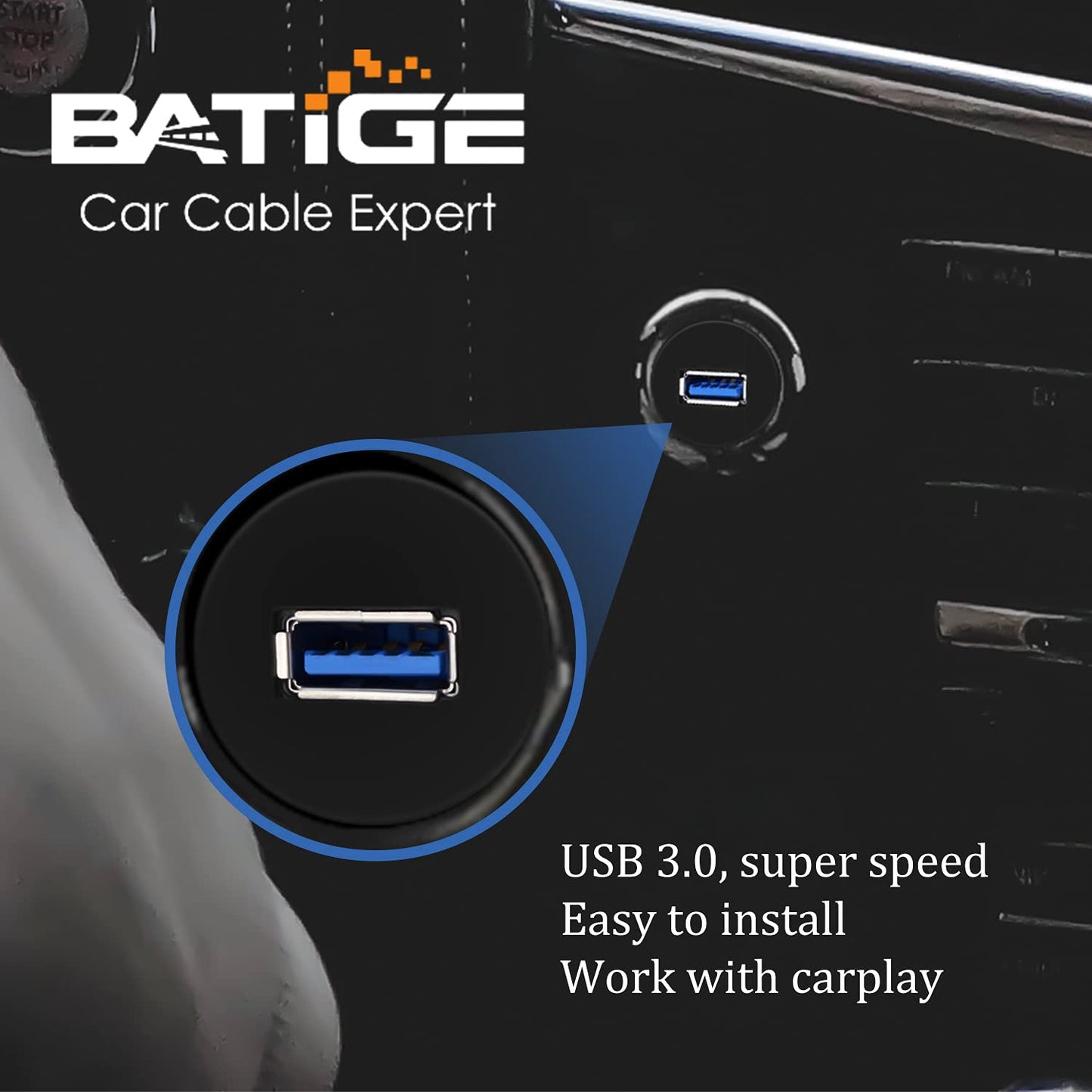 USB 3.0 Male to Female AUX Car Mount Flush Cable Waterproof Extension for Car Truck Boat Motorcycle Dashboard