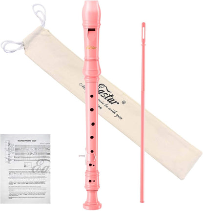 Recorder Instrument for Kids Beginners German Fingering C Key with Cleaning Kit Thumb Rest Cotton Bag Fingering Chart