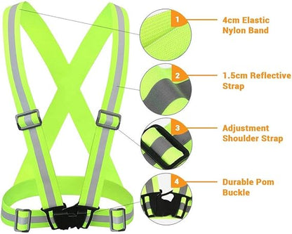 2 Pack High Visibility Adjustable Safety Ves for Night Cycling Hiking Jogging