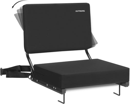 Seat with Back Support Padded Foam Back 330LBS Weight Support Portable Foldable Black