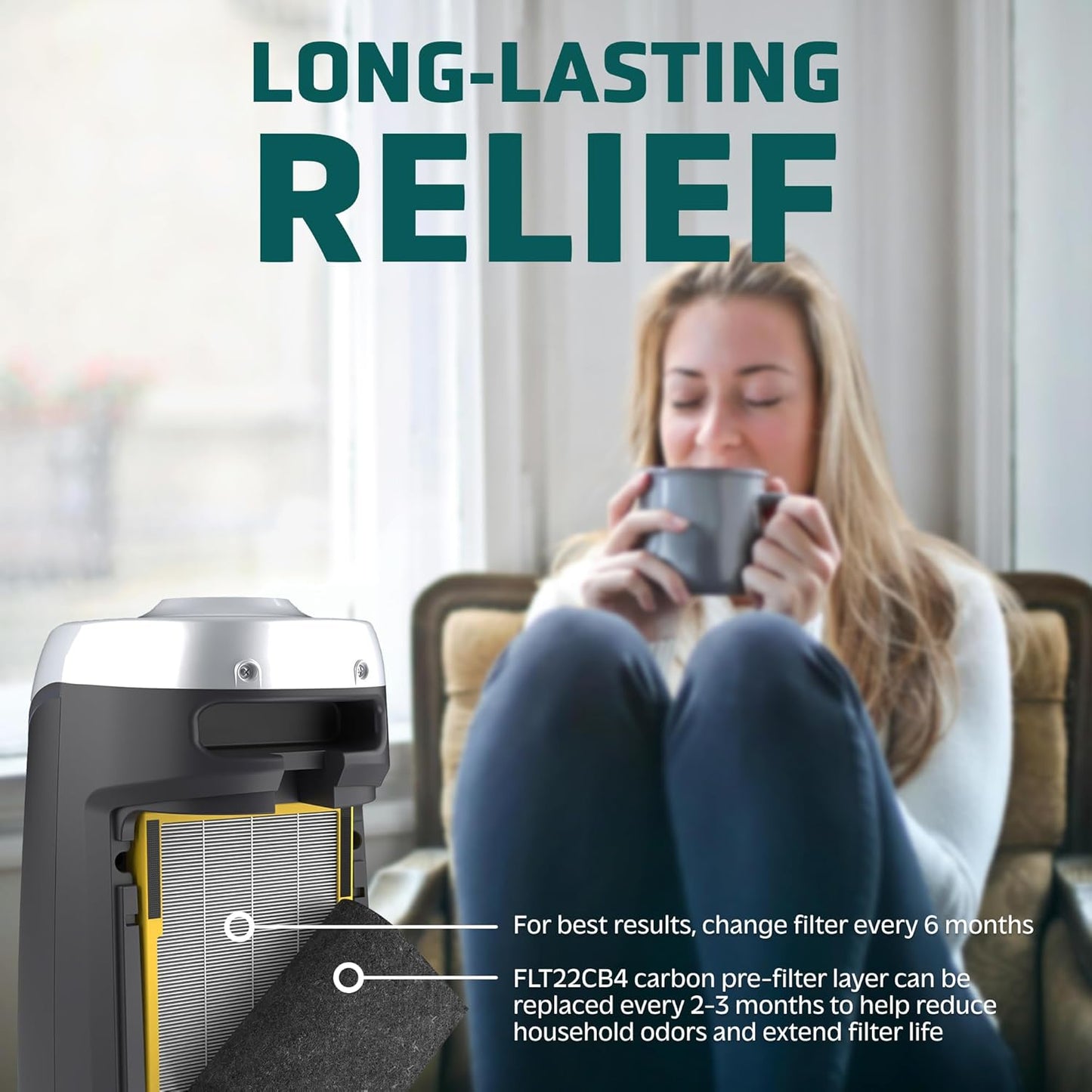 Filter B HEPA Pure Genuine Air Purifier Filter Removes 99.97% of Pollutants Wildfire Smoke, Odors