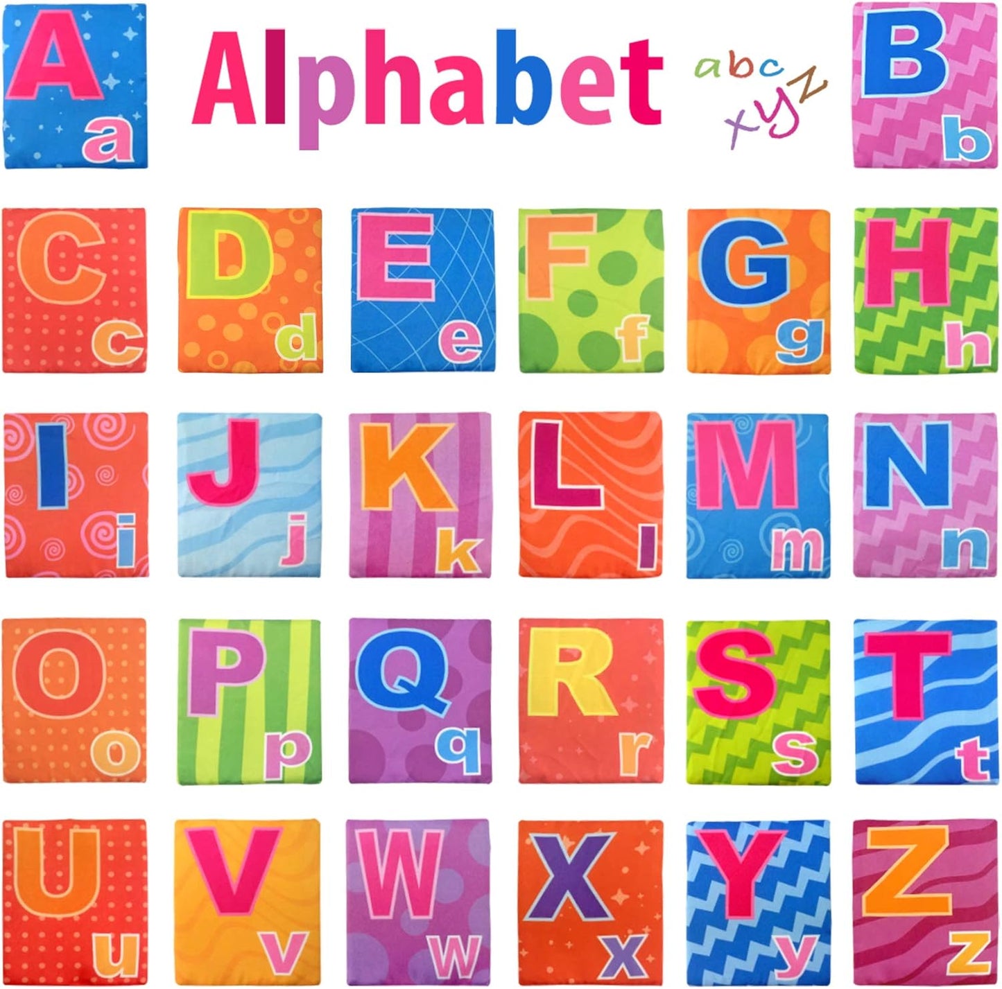 26 Pieces Soft Alphabet Cards with Cloth Storage Bag for Babies Infants Toddlers and Kids