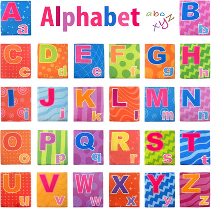 26 Pieces Soft Alphabet Cards with Cloth Storage Bag for Babies Infants Toddlers and Kids
