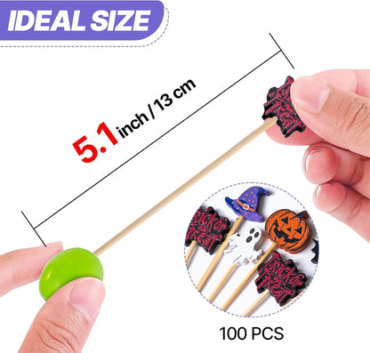 4.7 Inch 100pcs Bamboo Fancy Skewers Toothpicks for Appetizers Food Drink Fruit Sandwich