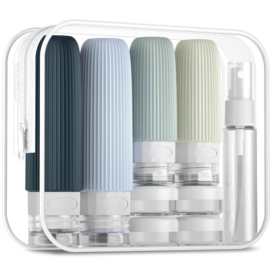 16 Pack Travel Bottles Set TSA Approved Leak Proof Silicone Squeezable Containers for Toiletries Refillable Travel Accessories