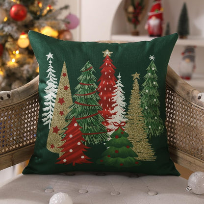 Pillow Covers 18x18 Inch Set of 2 Xmas Tree Decorative Green Throw Pillows Winter Christmas Decor