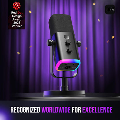 Dynamic Microphone for Podcast Recording PC Computer Gaming Streaming Mic with RGB Light Mute Button Headphones Jack