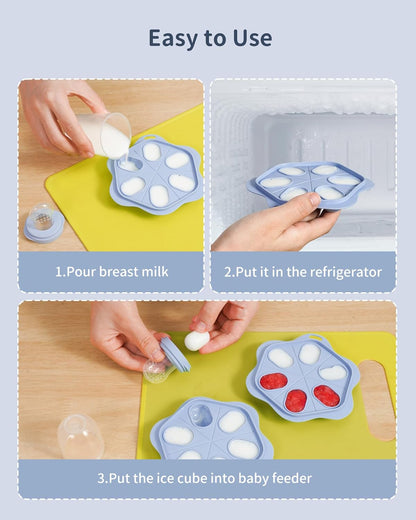 2 Pack with Freezer Nibble Tray Breastmilk Popsicle Molds for Baby Teething Relief Silicone Feeder for Safe