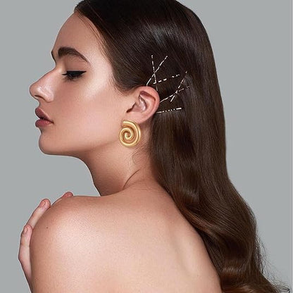Earrings for Women Vintage Chunky Geometric Round Swirl Earrings Statement Stud Earrings