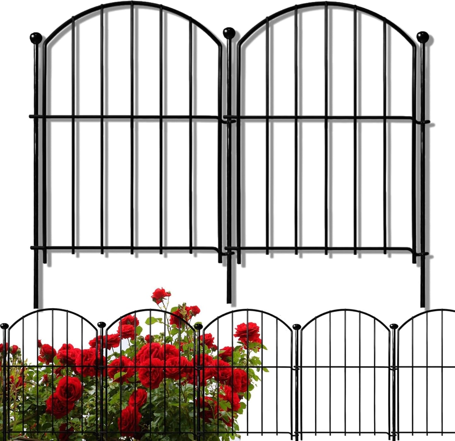 17in x10ft 10 Pack Rustproof Metal No Dig Fence Animal Barrier for Dog Arched Flower Bed Edging Ornamental