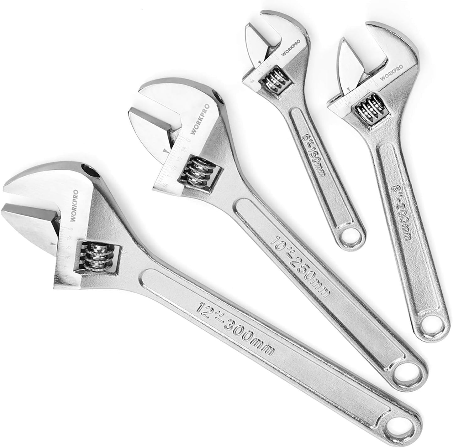 4-piece Adjustable Wrench Set Forged Heat Treated Chrome-plated 6-inch 8-inch 10-inch 12-inch