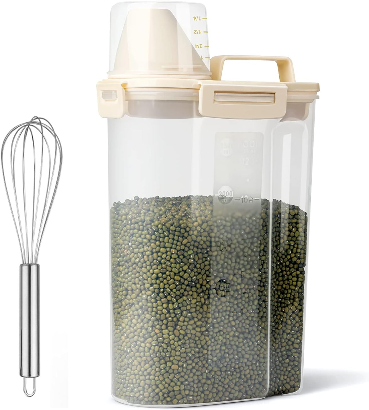 Food Storage Containers BPA Free Plastic Storage Bin Dispenser with Pourable Spout Measuring cup for Cereal