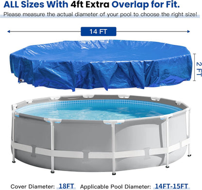 18 Ft Round Heavy Duty Winter Pool Cover for 14 ft Above Ground Pool Cold and UV Resistant, Weatherproof