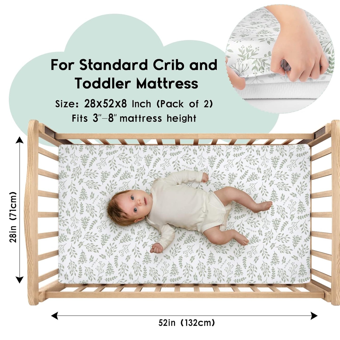 Baby Crib Sheets for Boys Girls Fitted Crib Sheet 2 Pack for Standard Crib and Toddler Mattress Super Soft Microfiber