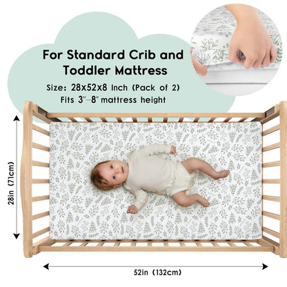 Baby Crib Sheets for Boys Girls Fitted Crib Sheet 2 Pack for Standard Crib and Toddler Mattress Super Soft Microfiber