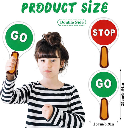 2 PCS Stop Sign for Kids Double Sided Stop and Go Sign with Handle for Directing Traffic Safety in Parking Lots