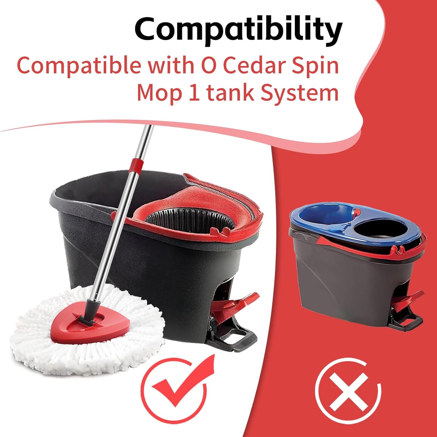 Spin Mop Head Base Handle Replacement for O-Ceda EasyWring Microfiber Spin Mop 2 Microfiber Mop Refills