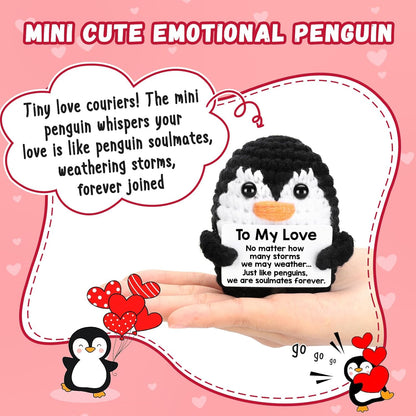 Handmade Crochet Mini Penguin Anniversary Birthday Gift for Boyfriend Girlfriend Wife Husband