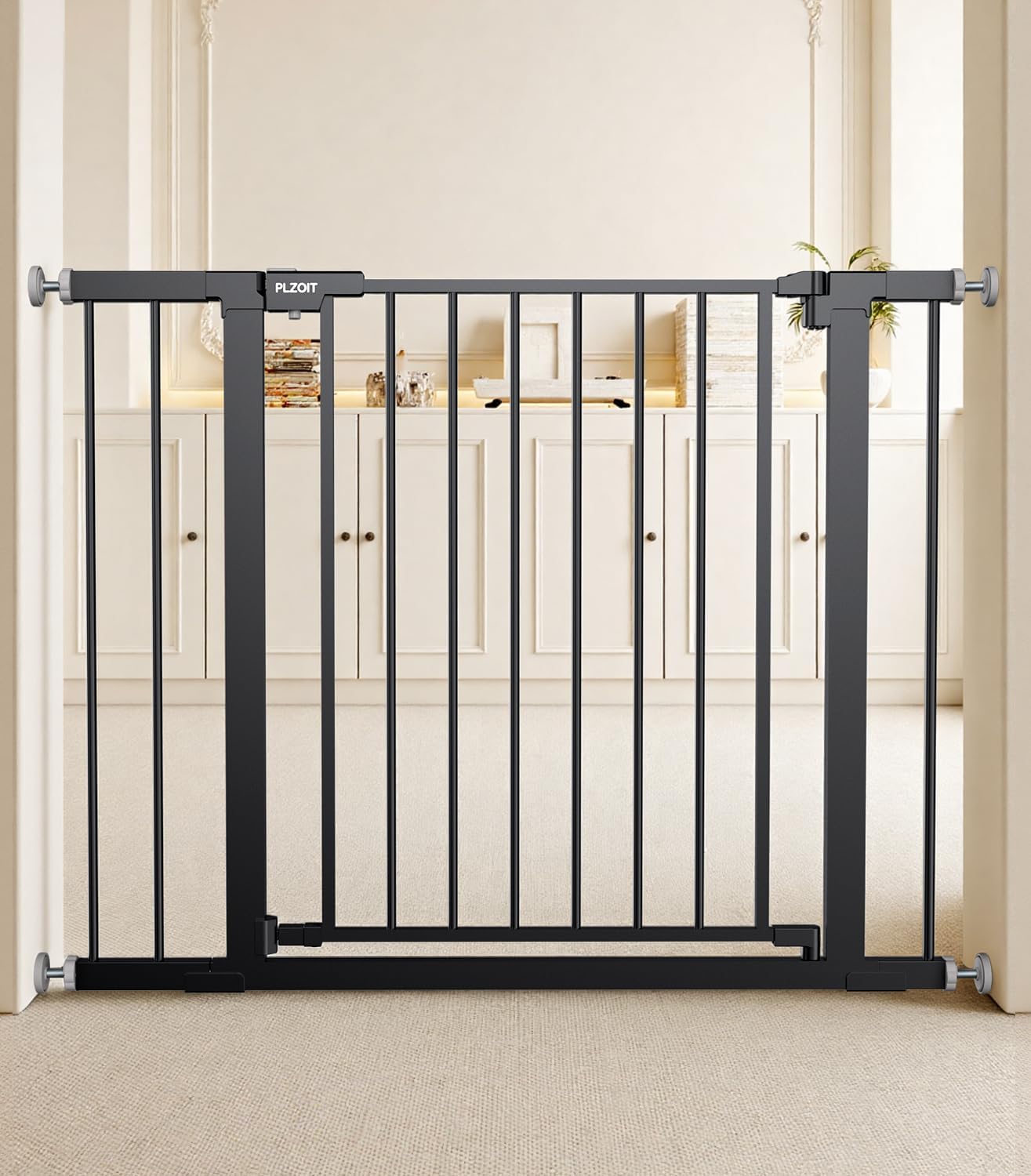 Baby Gate for Stairs Dog Gate for Doorways Walk Thru Auto Close Metal Baby Safety Gate for The House, Stairs and Doorways