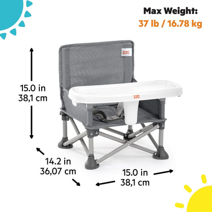 N Sit Portable Booster Indoor Outdoor Use Floor Seat with Feeding Tray Grey