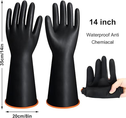 Chemical Resistant Gloves, Reusable Heavy Duty Long Rubber Gloves Dishwashing Glove Industrial Safety Gloves for Men