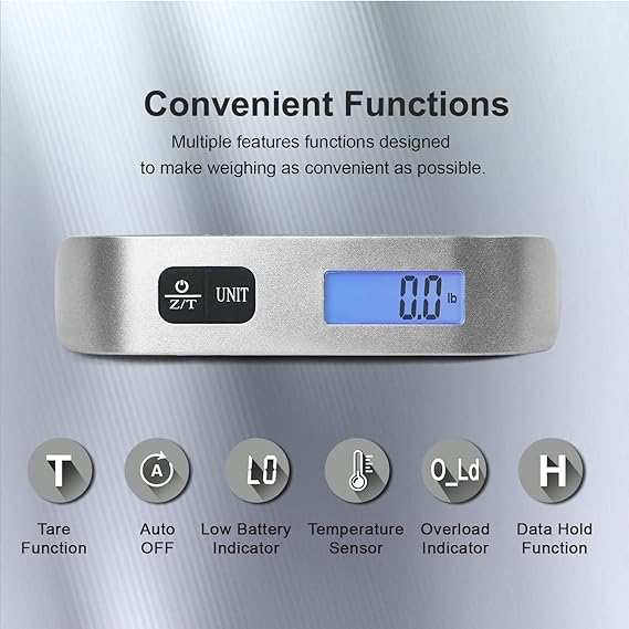 Luggage Scale Portable Digital Hanging Baggage Scale for Travel Suitcase Weight Scale with Rubber Paint 110 Pounds