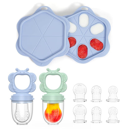 2 Pack with Freezer Nibble Tray Breastmilk Popsicle Molds for Baby Teething Relief Silicone Feeder for Safe