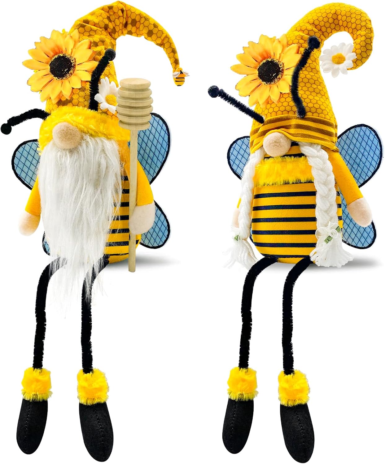 Spring Decorations for Home Office Indoor Yellow Honey Bumble Bee Sunflower Plush Gnomes Doll