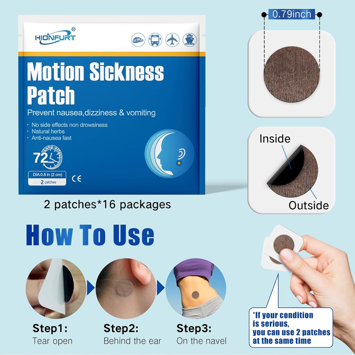 Sea Sickness Patches for Cruise Ca, Airplane and Other Travel  Non-Drowsy Effective