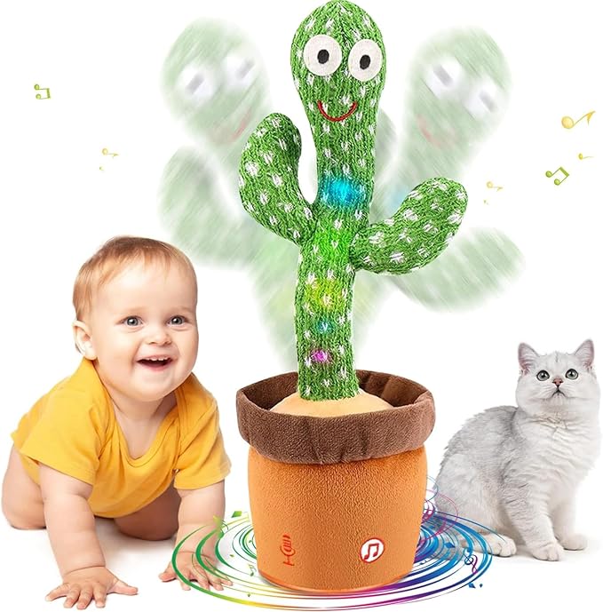 Dancing Talking Cactus Baby Toys 6-12 Months Singing Cactus Baby Toy Mimicking Toy Repeats What You Say