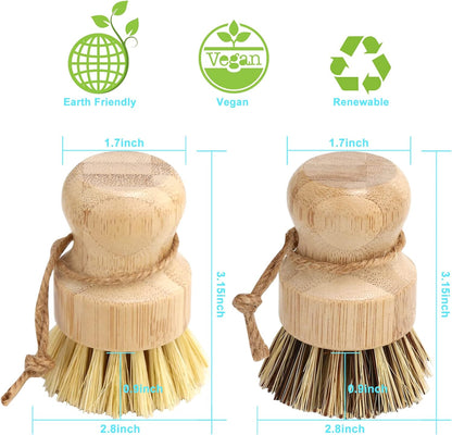 4 Pcs Palm Wooden Dish Scrubber Brush Dish Brushes Durable Wood Dishes Scrub Brush