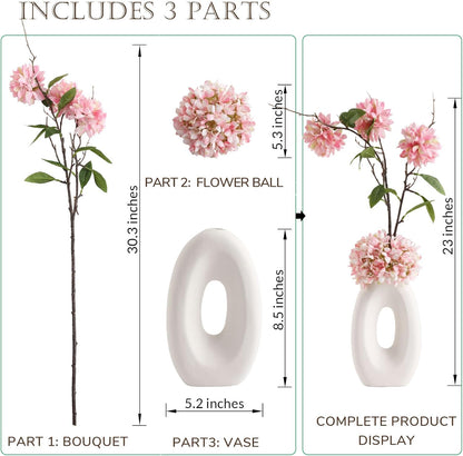 Flower Bouquet and Vase Set Faux Flower Arrangement for Decorating Living Room and Offices