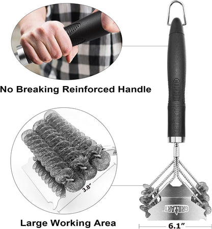 Safe BBQ Brush for Grill 18'' Stainless Grill Grate Cleaner Safe Grill Accessories for Porcelain