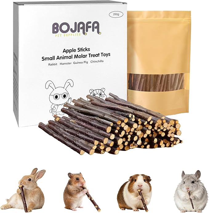250g Apple Sticks Small Animals Molar Wood Treats Toys for Rabbits Chinchillas Guinea Pig