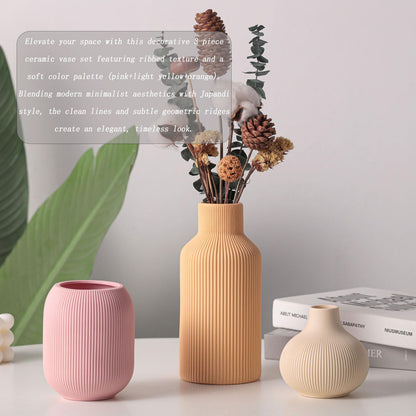 Set of 3 Vases Home Decor Modern Minimalist Decor Pottery Boho Vases for Pampas Grass Dried Fresh Flowers