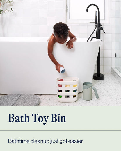 Bath Time Storage Bin Keep Items Organized & Dry with Non-Toxic Plastic Easy Cleanup Removable Drying Bin