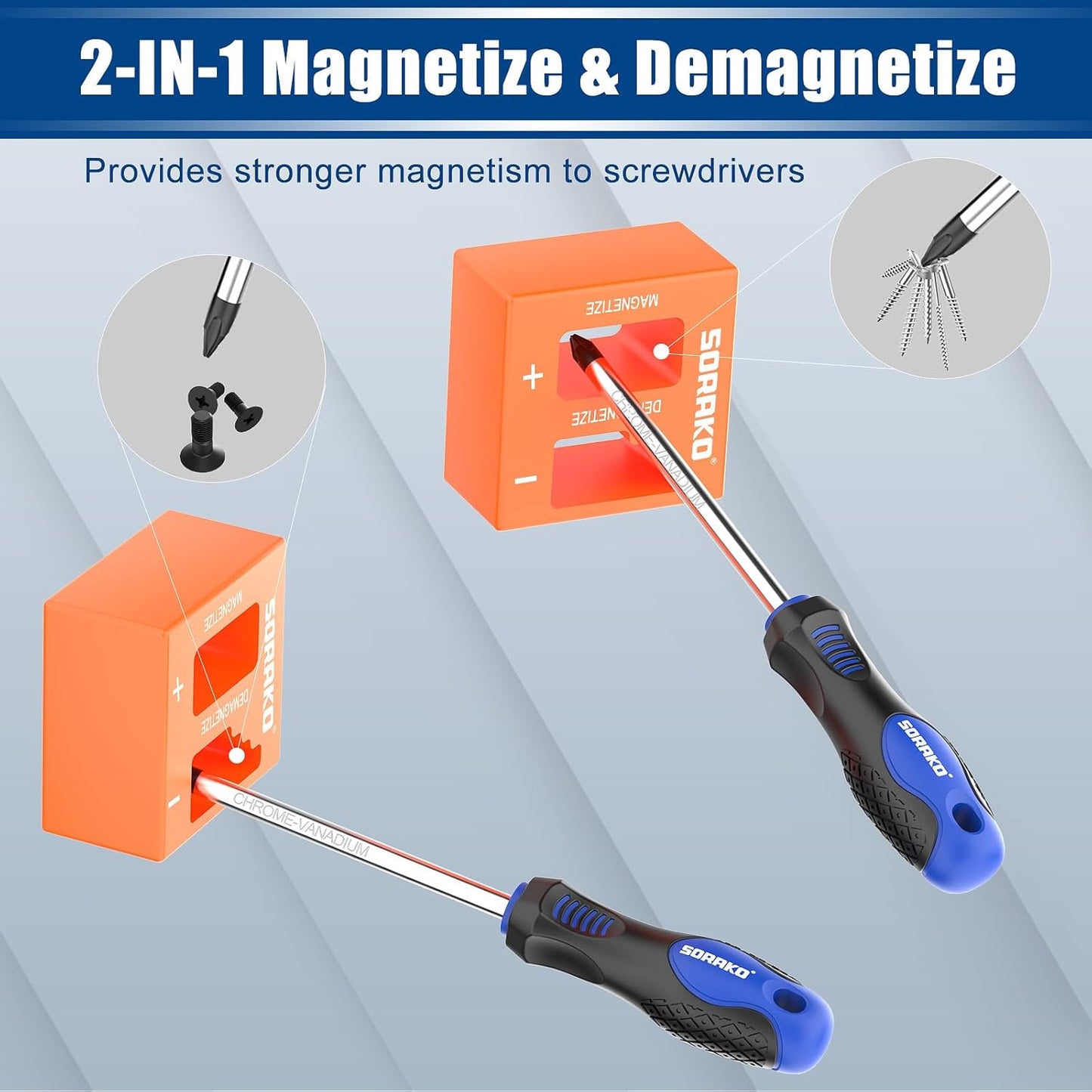12 Piece Magnetic Screwdriver Set 5 Phillips and 5 Flat 1 Magnetising Tool 1 Storage Bag Professional Cushion