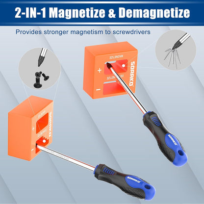12 Piece Magnetic Screwdriver Set 5 Phillips and 5 Flat 1 Magnetising Tool 1 Storage Bag Professional Cushion
