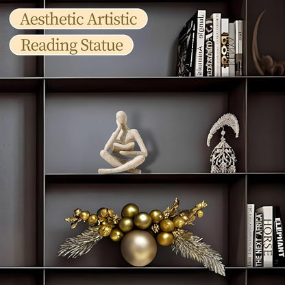 Bookshelf Decor Thinker Statue Abstract Art Reading Thinker Sculpture Figurine Aesthetic Modern