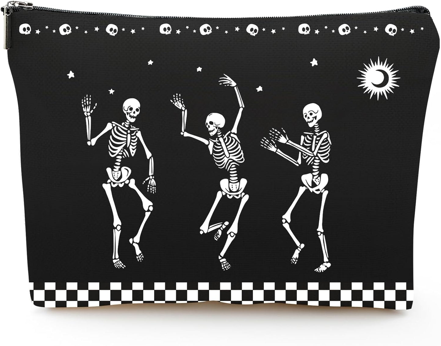 Dark Black Makeup Bags Girls Women Purse, Dancing Gesture Skull Halloween Gifts