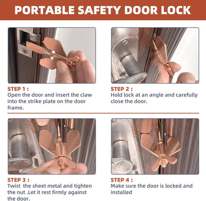 Portable Door Lock Home Security Door Locker Travel Lockdown Locks for Additional Safety