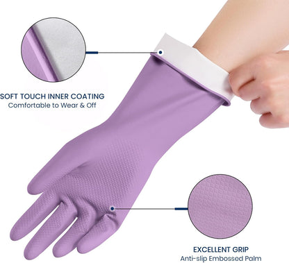 4 Pairs Reusable Kitchen Gloves for Washing Dishes and Household Cleaning Colorful Dish Gloves