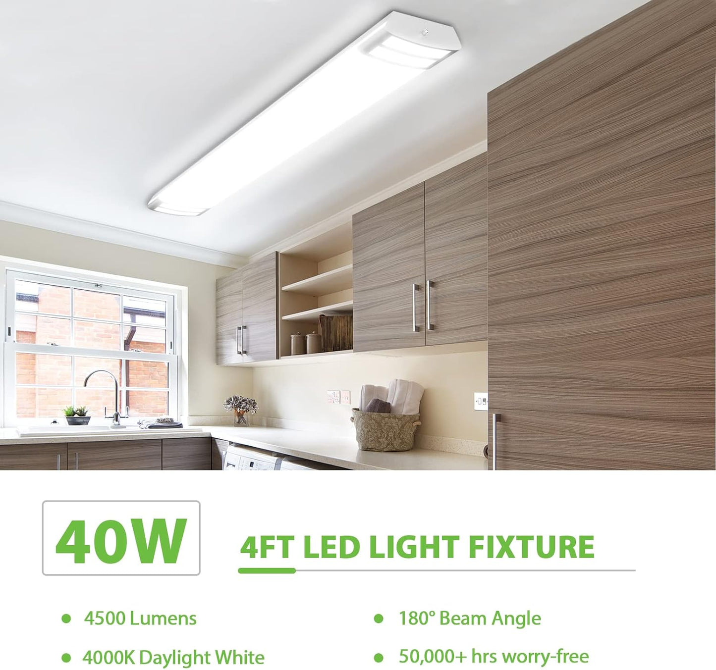 4FT LED Flush Mount Puff Lights 40W 4500LM 4000K Neutral White 48 Inch Linear LED