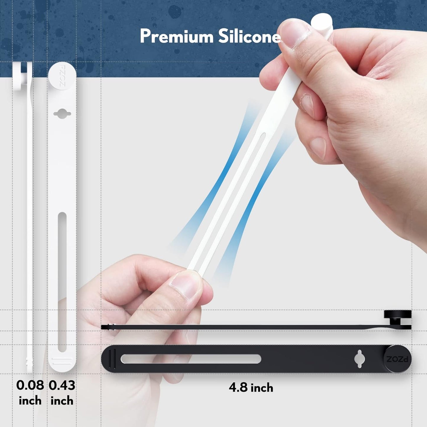 10 pcs Reusable Cable Ties, Elastic Silicone Cord Organizer Straps Keeper Management Holder for iPhone Charging Cable