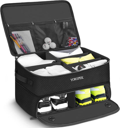 2 Layer Golf Trunk Organizer Golf Gifts for Men with Separate Ventilated Compartment for 2 Pair Shoes